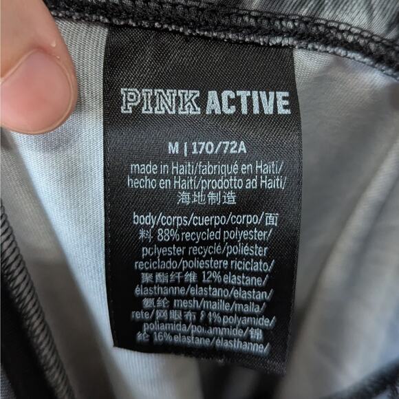 PINK VS Active Black Gray Swirl Mesh Sides Athletic Biker Shorts Size Medium - Picture 7 of 9